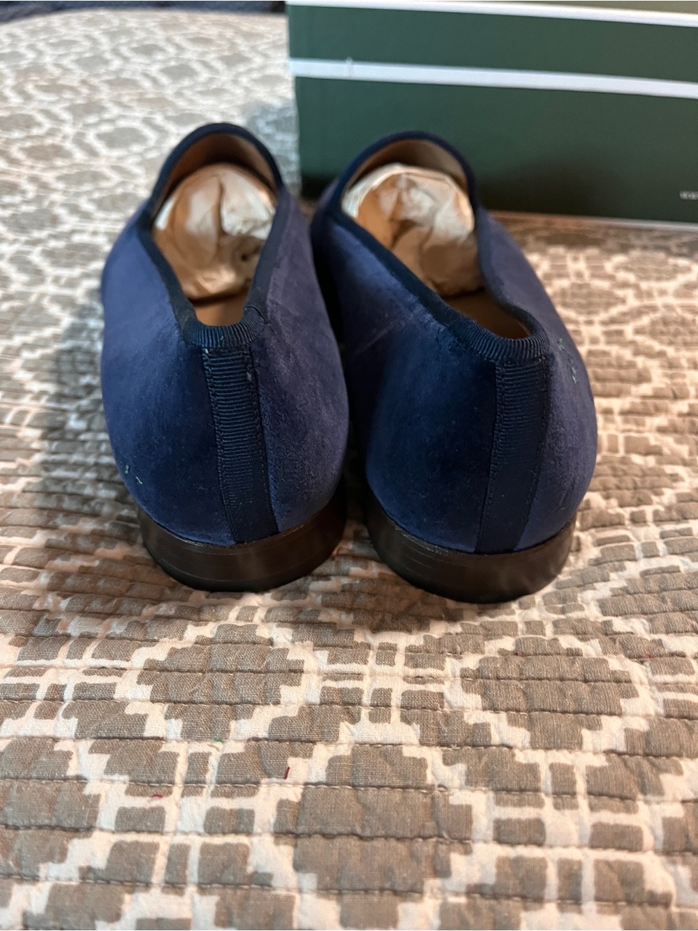 Stubbs & Wootton Navy Velvet  Storm Embroidered Loafers - Picture 6 of 12